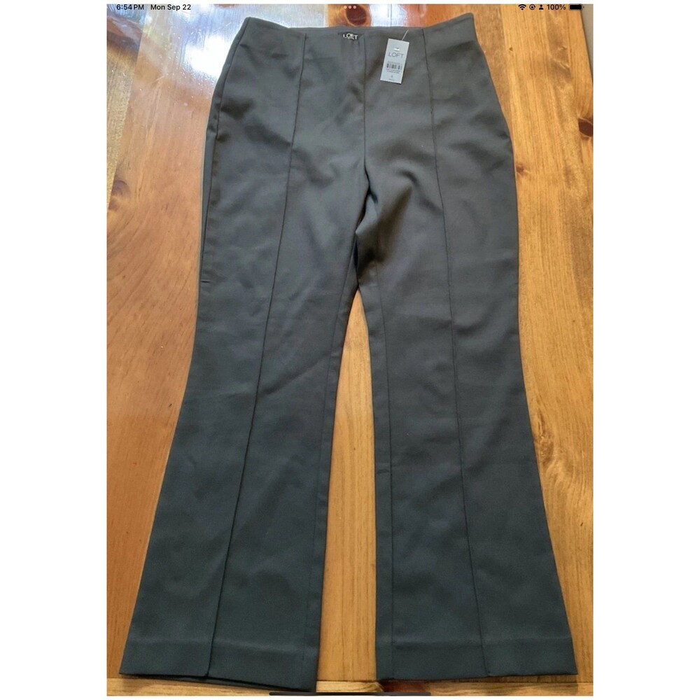Ann Taylor Loft High Waist Womens 6P Pants Petite Gray Chino Dress Pockets NEW